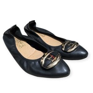 SALVATORE FERRAGAMO Black Leather Vara Bow Ballet Flats, Sz 42 [11.5]